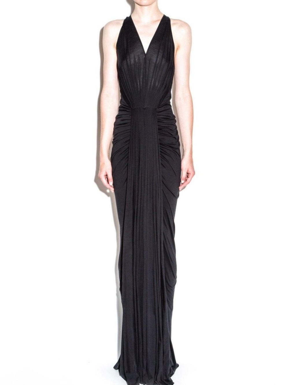 Rick Owens Lilies Black Ruched Halter-Style Maxi Gown